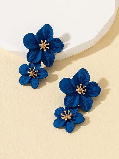 Double Flower Dangle Earrings