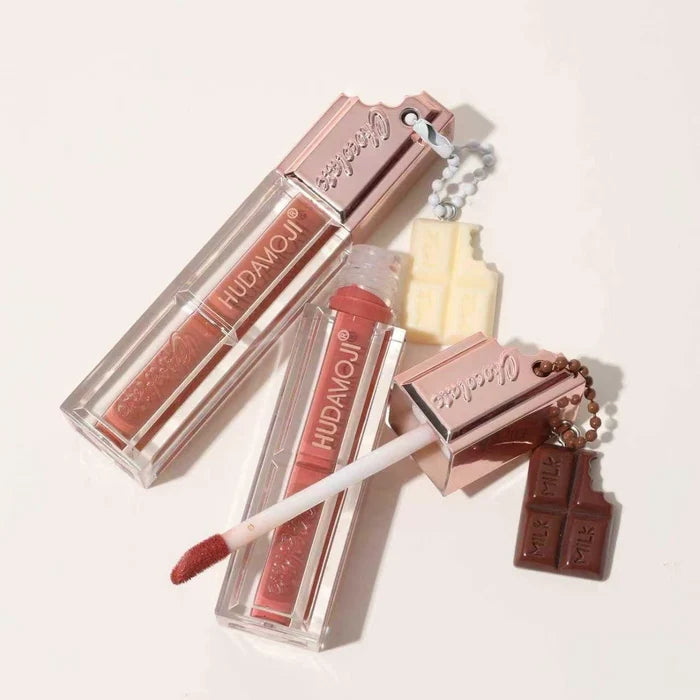 Hudamoji Classic Nude Lip Gloss New Thick Chocolate Squeeze Tube Clear Liquid