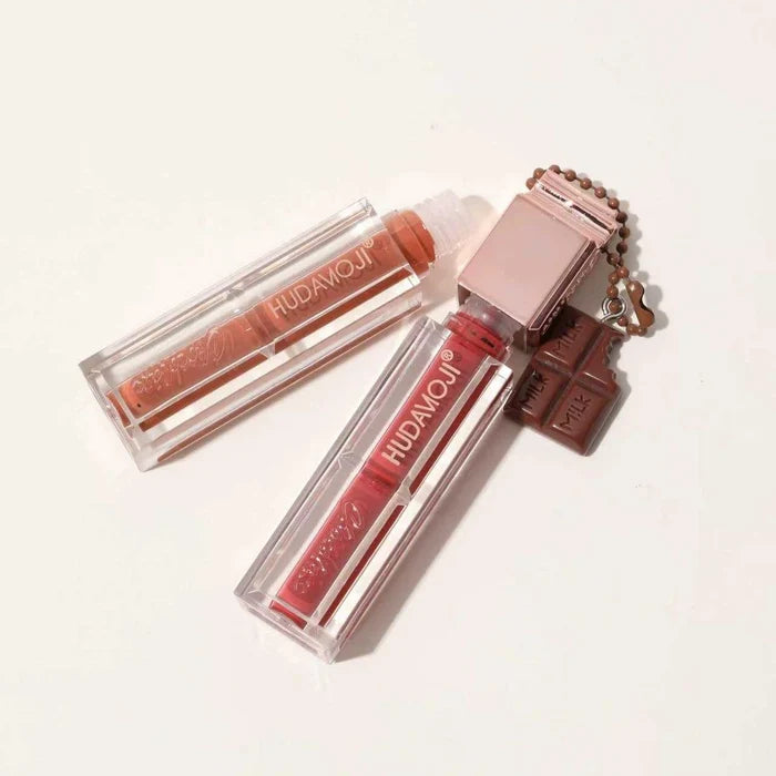 Hudamoji Classic Nude Lip Gloss New Thick Chocolate Squeeze Tube Clear Liquid
