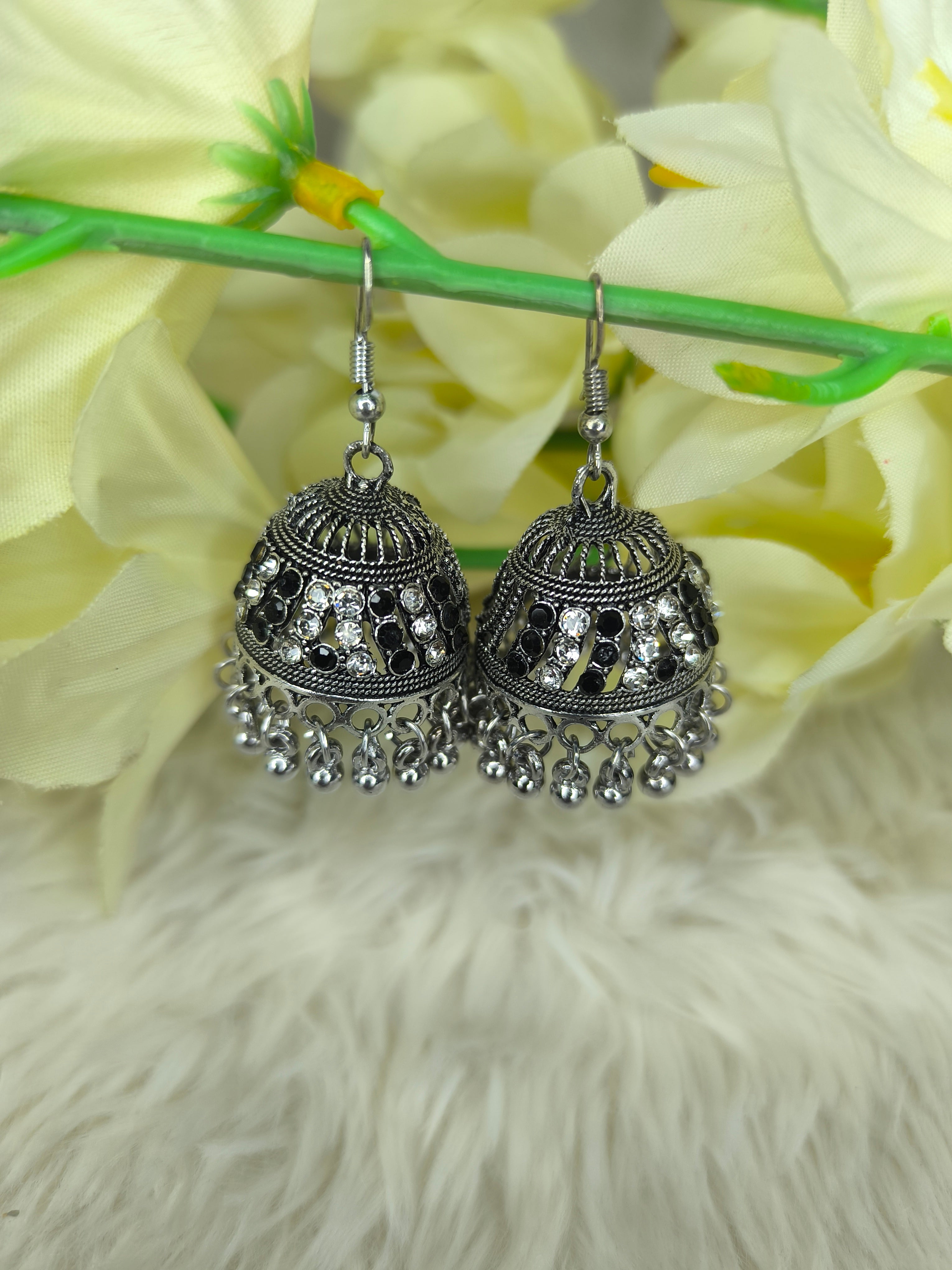 Silver Oxidized Jhumka Earrings