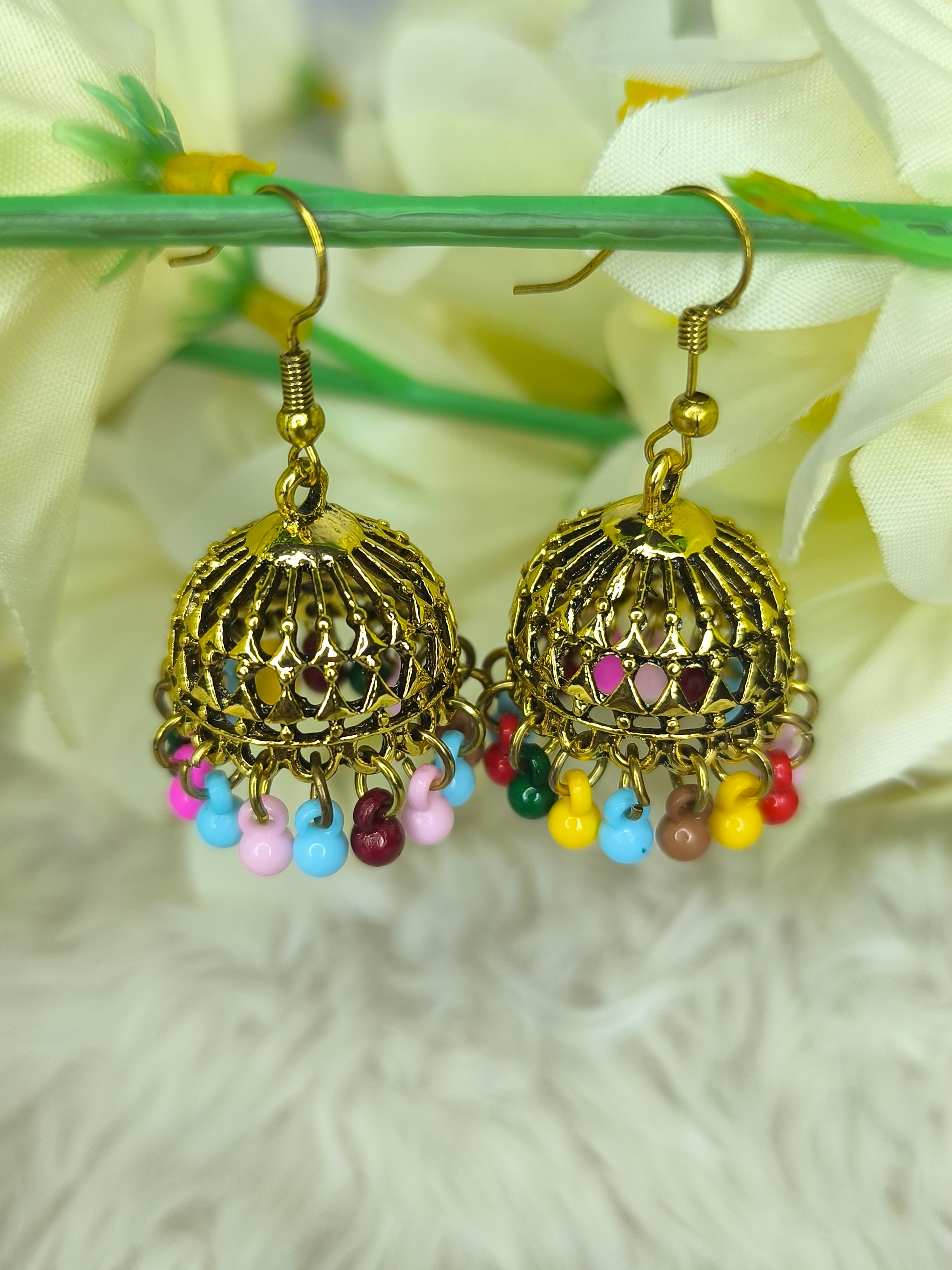 Jhumka inspired earing colourful