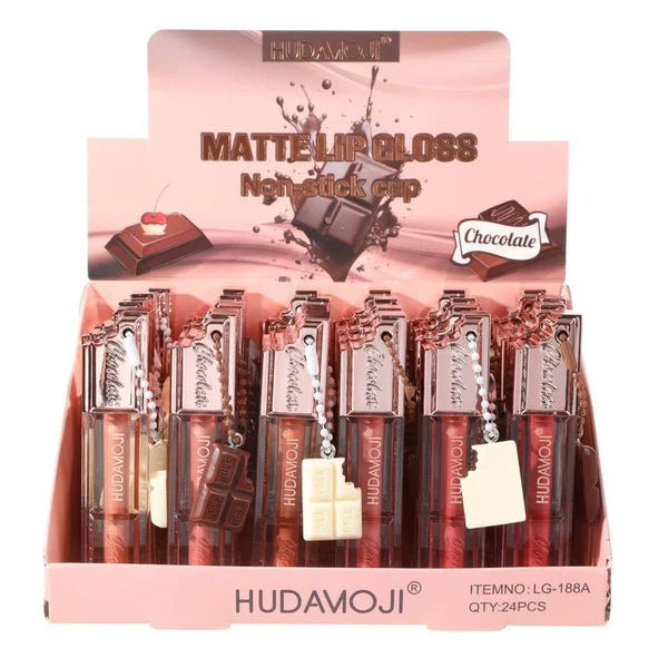 Hudamoji Classic Nude Lip Gloss New Thick Chocolate Squeeze Tube Clear Liquid