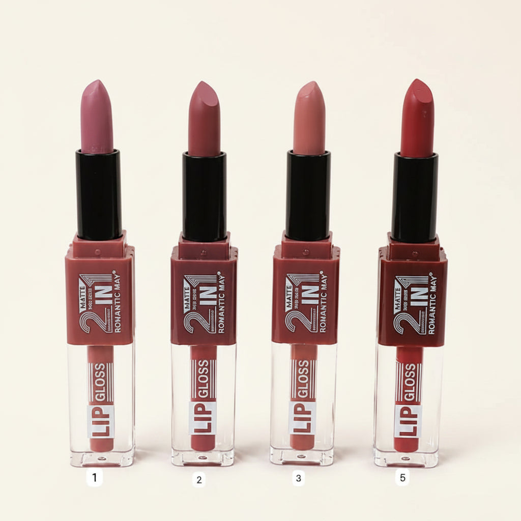 Romantic May 2-in-1 matte lipstick and lip gloss
