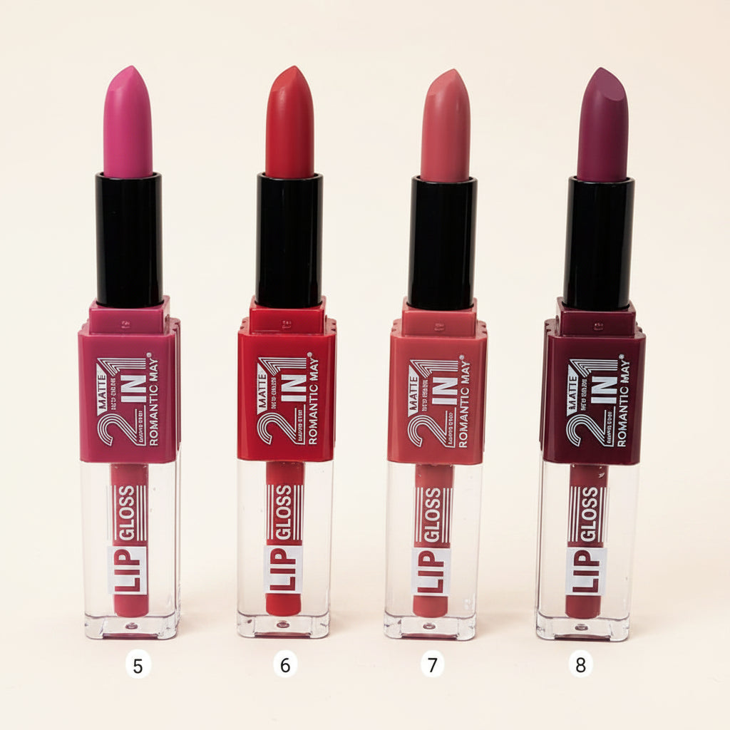 Romantic May 2-in-1 matte lipstick and lip gloss