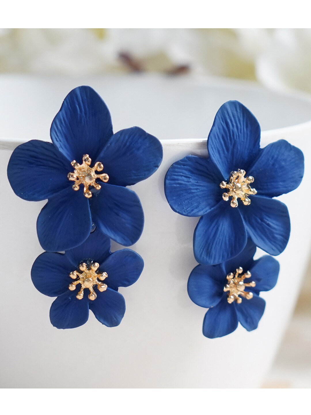 Double Flower Dangle Earrings