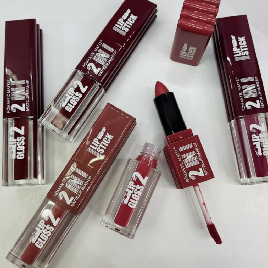 Romantic May 2-in-1 matte lipstick and lip gloss